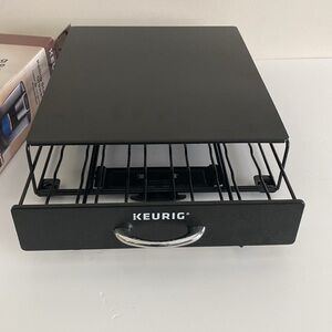 Keurig Black and Silver rolling Storage Drawer with wheels for 36 ct K-cups NEW
